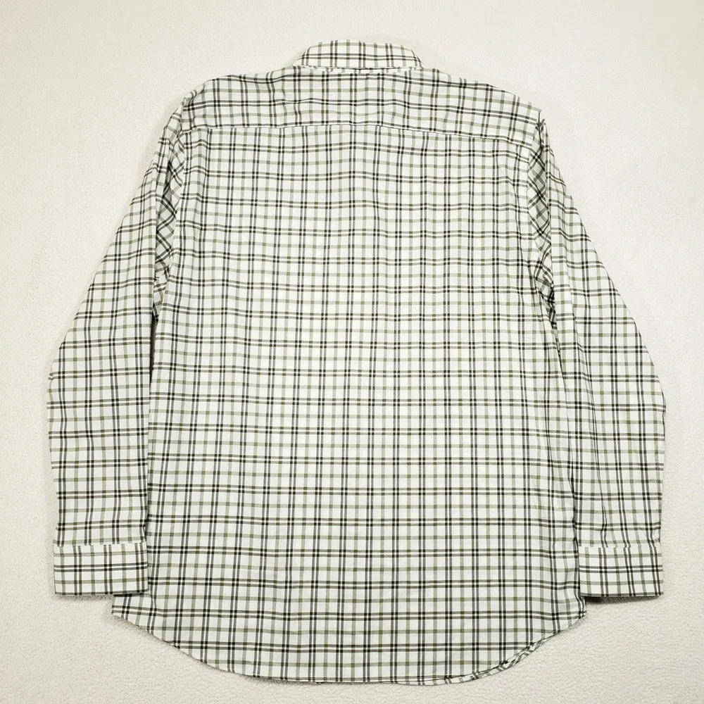 Banana Republic Button Up Shirt Men XXL Green Plaid Slim Fit Cotton Long Sleeve